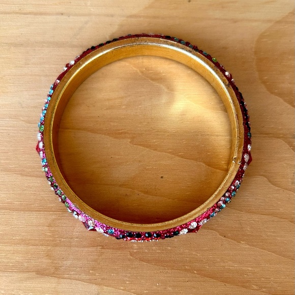 Deepa Gurnani Thin Multicolored Rhinestone Bangle - Picture 4 of 8
